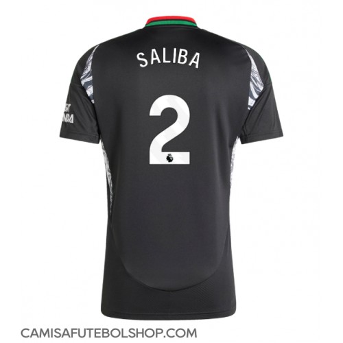 Camisa de time de futebol Arsenal William Saliba #2 Replicas 2º Equipamento 2024-25 Manga Curta